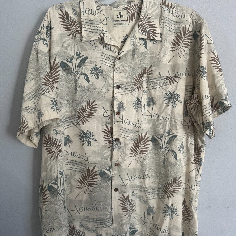 Vintage SOLITUDE 100% Silk Hawaiian Shirt • Men’s XXL • Washable Silk - Picture 2 of 9